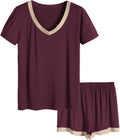 Latuza Women's V-neck Sleepwear Short Sleeve Pajama Set - Cool Satin
