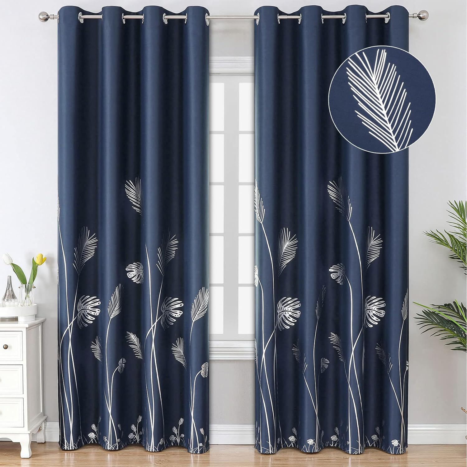Estelar Textiler Navy Blue Blackout Curtains for Elegant Living