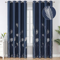 Estelar Textiler Elegant Silver Palm Tree Pattern Blackout Curtains