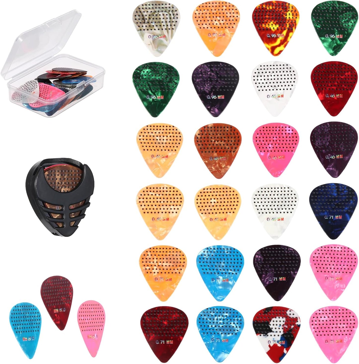 Colorful Non-Slip Guitar Picks Set with Case - Ptwola