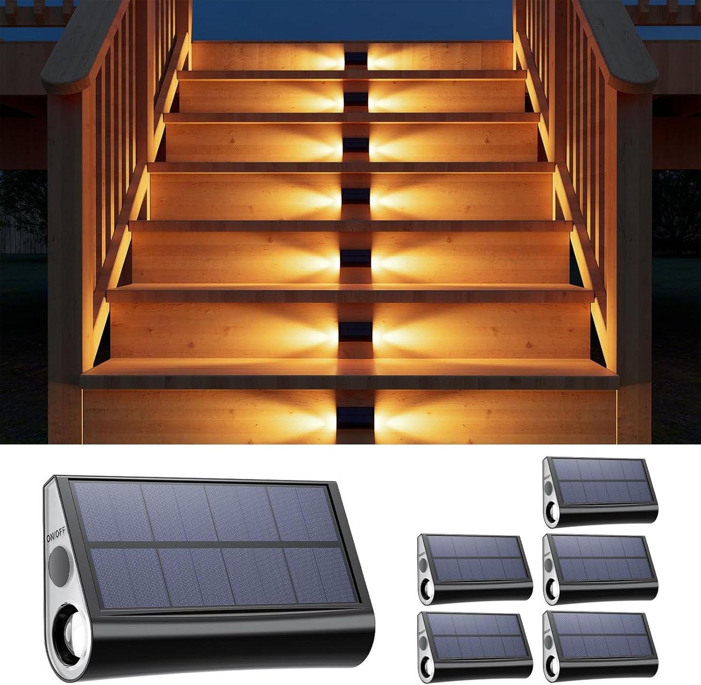6 Pack Solar Powered Step Lights for Outdoor Safety and Style