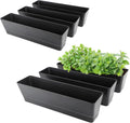GREANER Rectangle Window Boxes 6-Pack - Compact Black Herb Planters