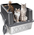 XXL Stainless Steel Cat Litter Box for Large Cats and Multi-Cat Homes