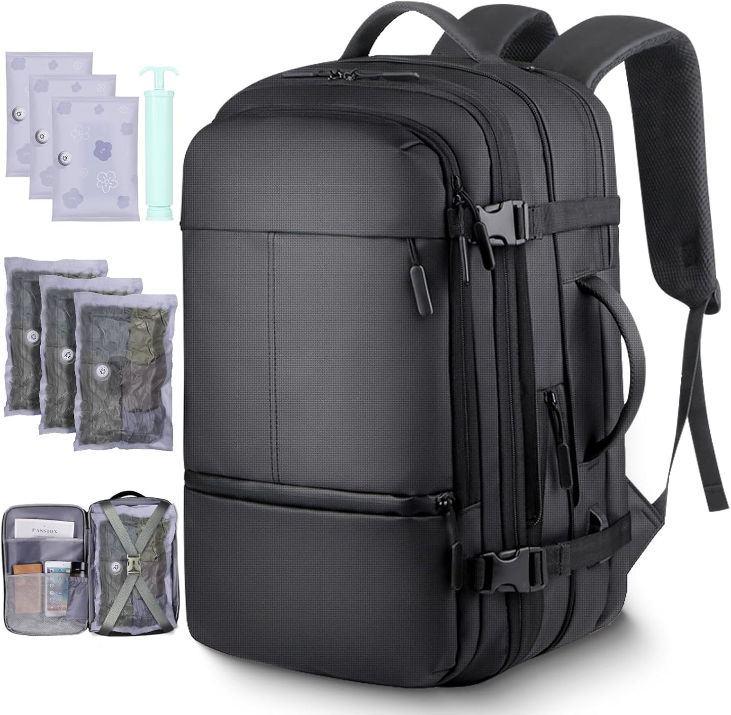 TNELTUEB Vacuum Backpack Travel with Compression Bags & Pump