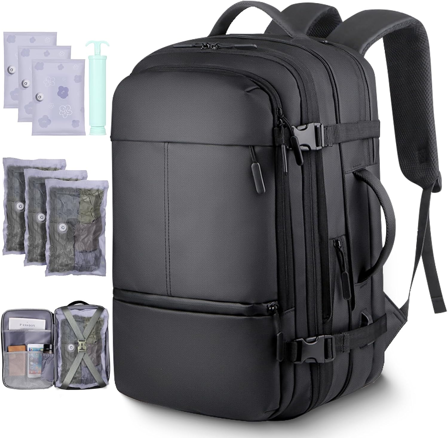 TNELTUEB Vacuum Backpack Travel with Compression Bags & Pump