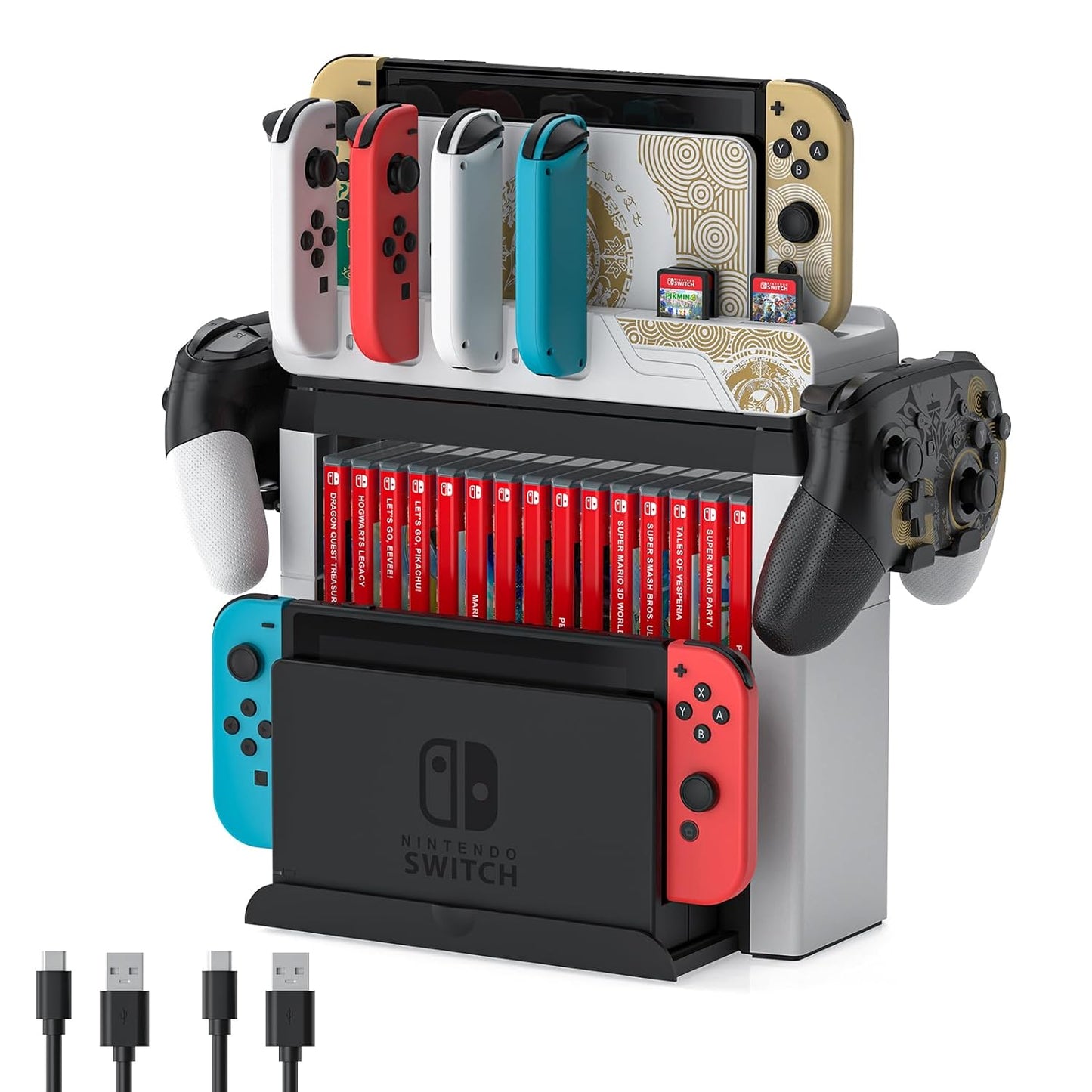 Switch Games Organizer Station with Controller Charger for Joycons