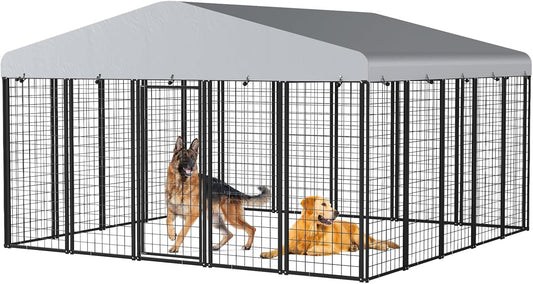 10.4x10.2ft Outdoor Dog Kennel with Heavy Duty Steel Frame