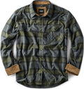 CQR Men's 100% Cotton Button-Down Flannel Shirt - Brushed Warm Comfort