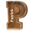 Customized Name Large Wooden Piggy Bank for Kids - Personalized Letter