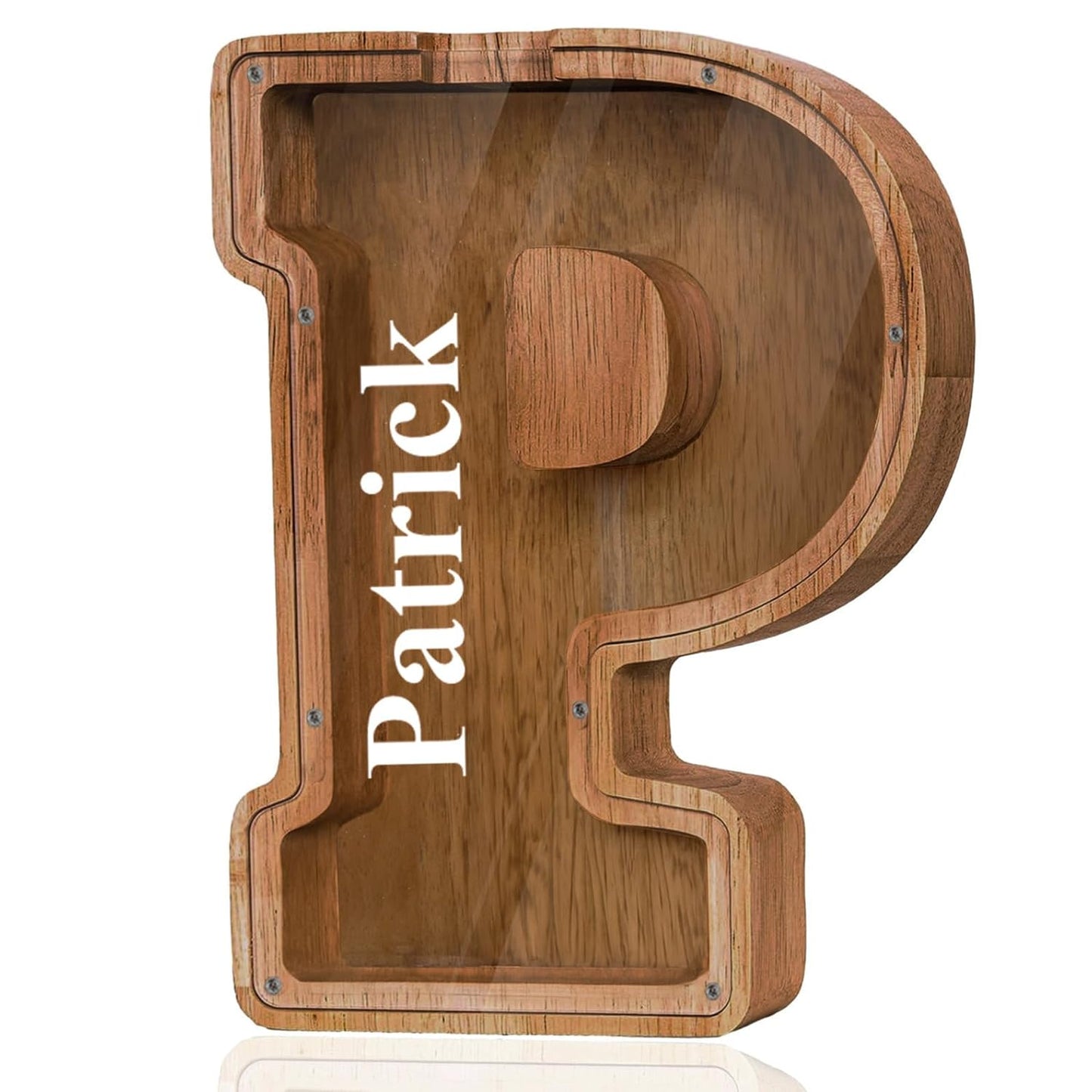 Customized Name Large Wooden Piggy Bank for Kids A-Z Savings