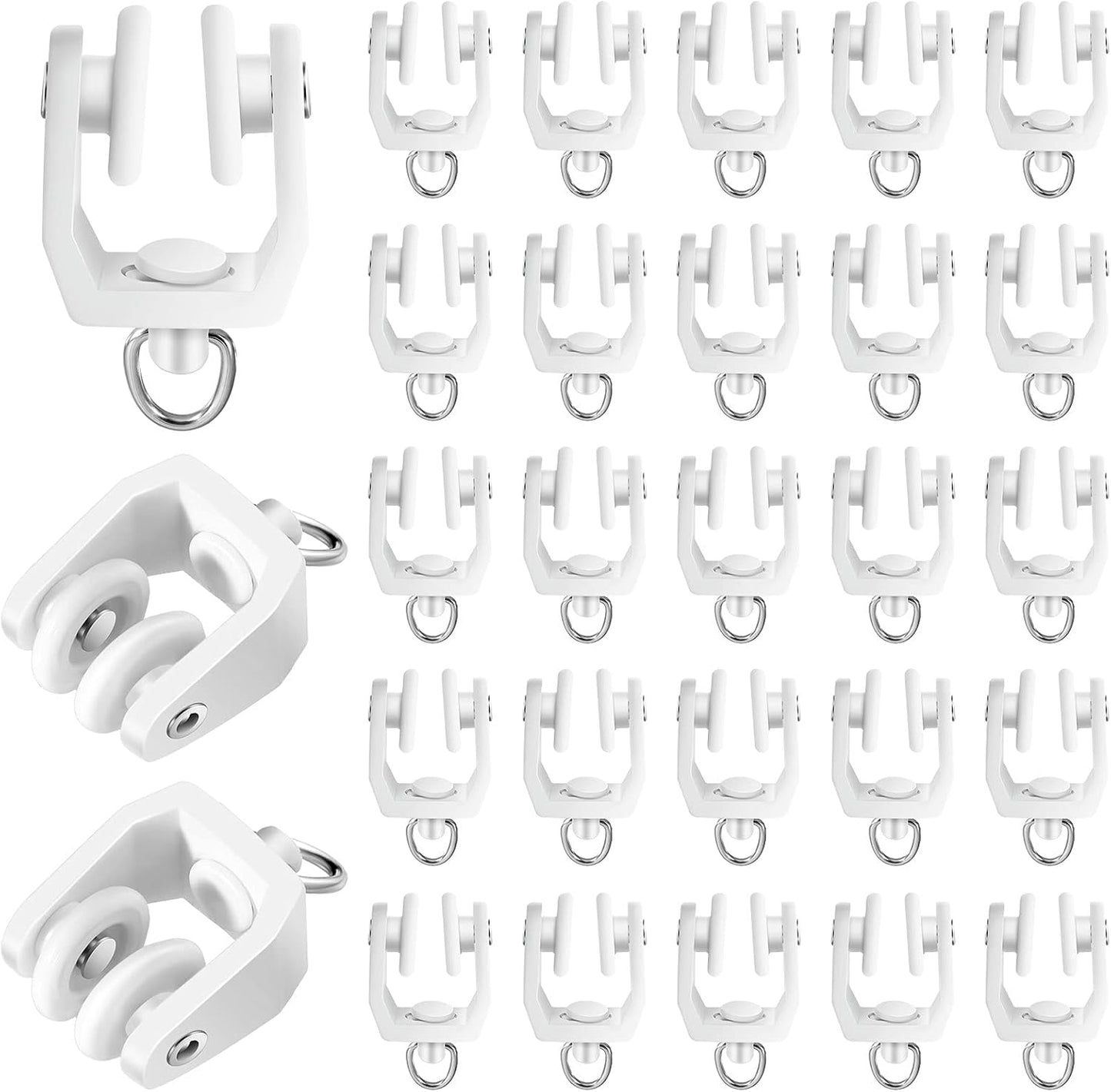 Jetec White Flexible Curtain Track Rollers - 25 Pieces