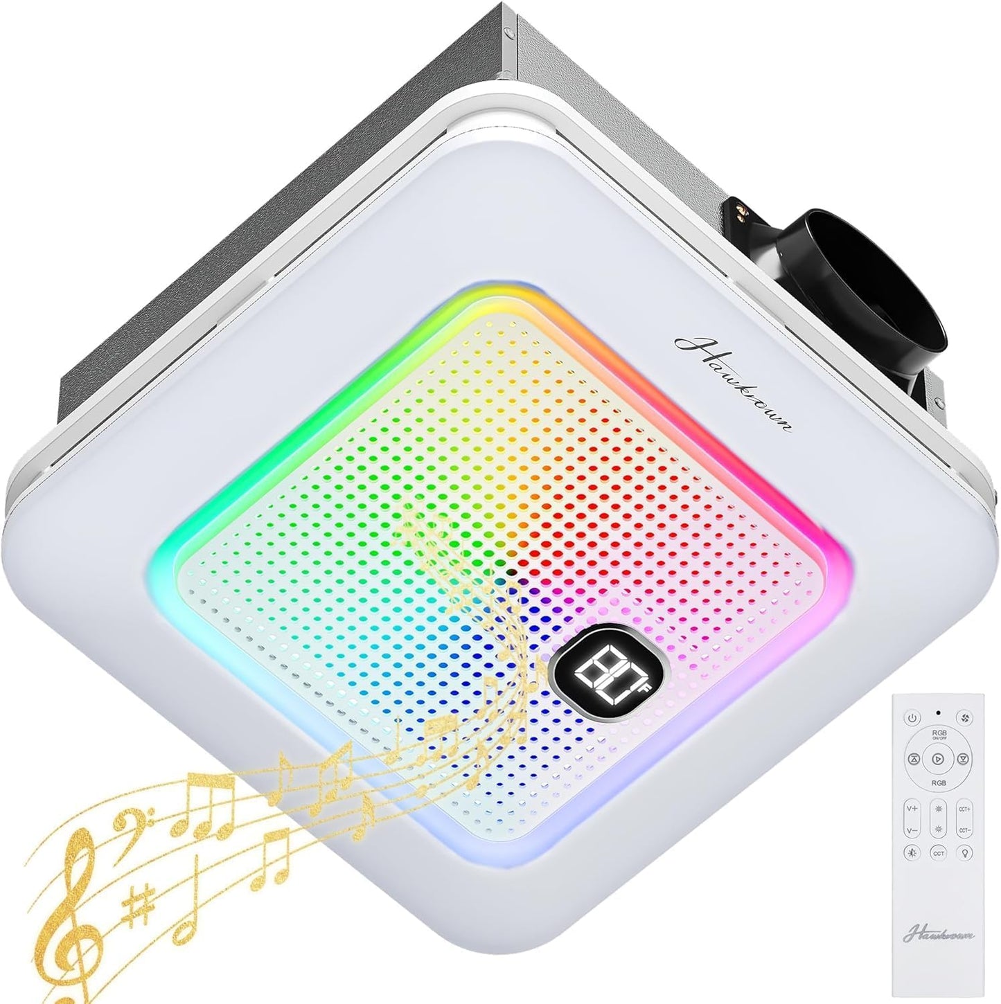Bathroom Exhaust Fan with Bluetooth Speaker and Light Features