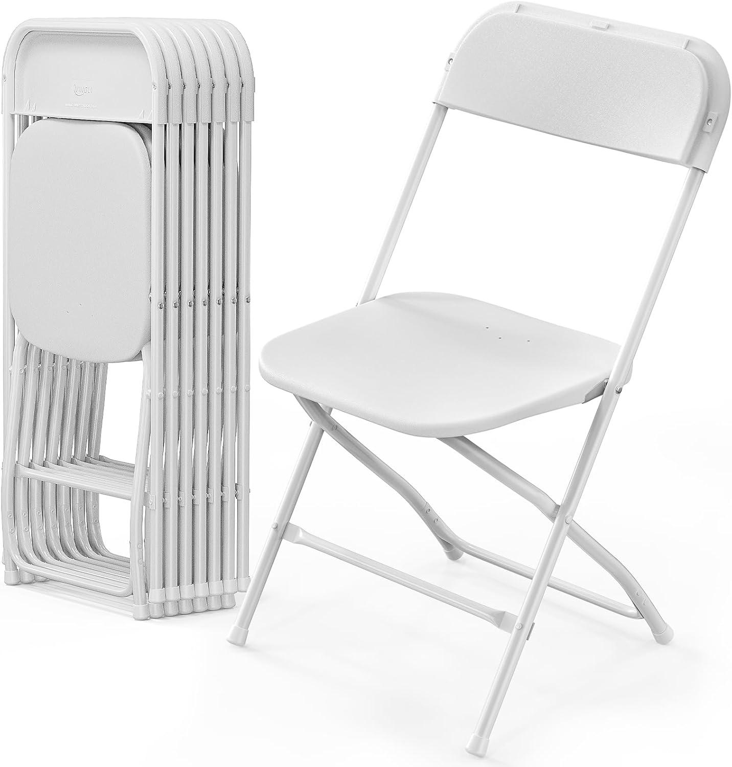 VINGLI 8 Pack White Plastic Folding Chair for Events and More