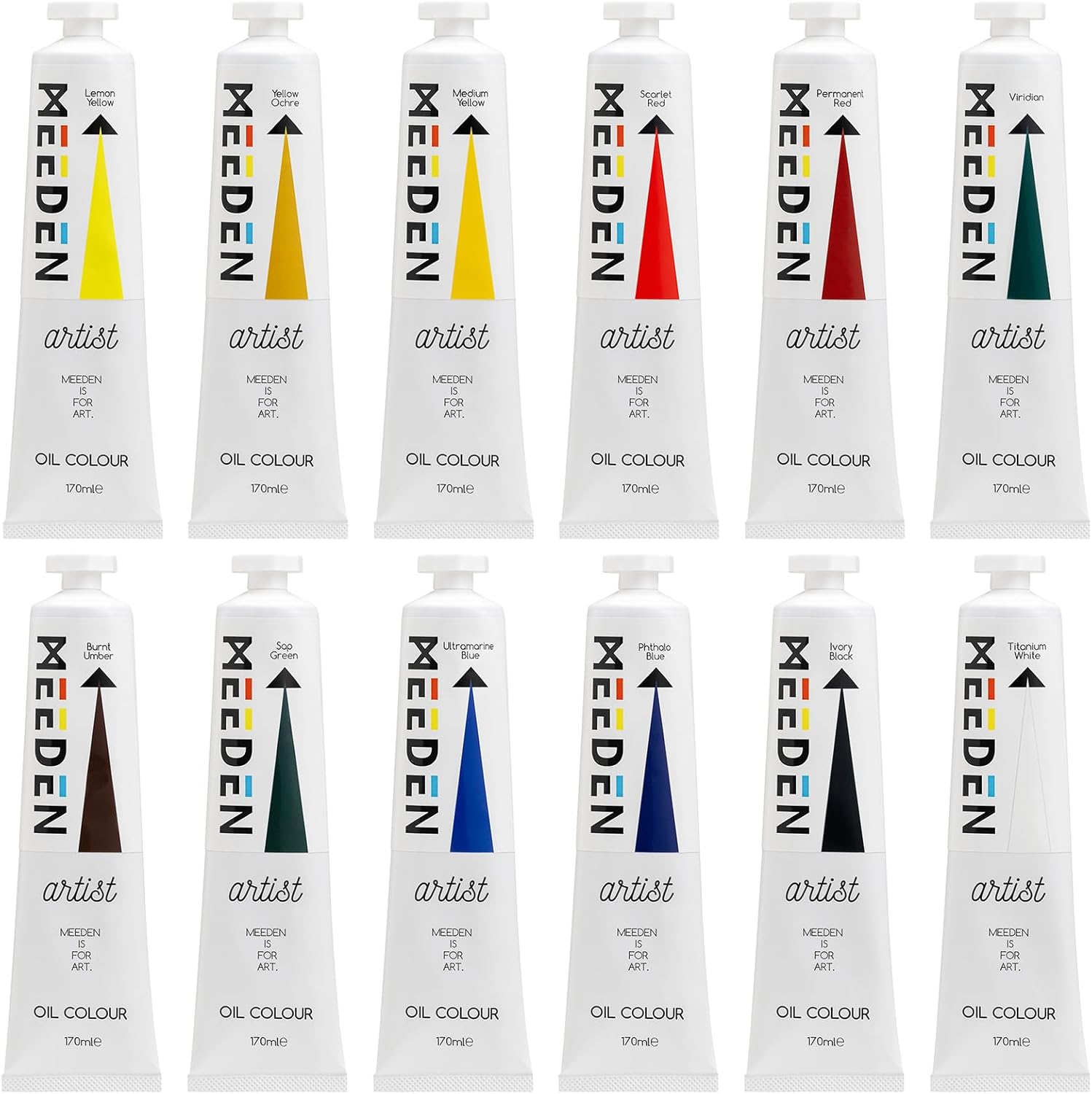 MEEDEN Artist Oil Paint Set - 12 Colors for Canvas Painting