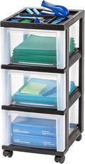 Plastic Drawer Storage Rolling Cart - 3-Drawer Mobile Organizer
