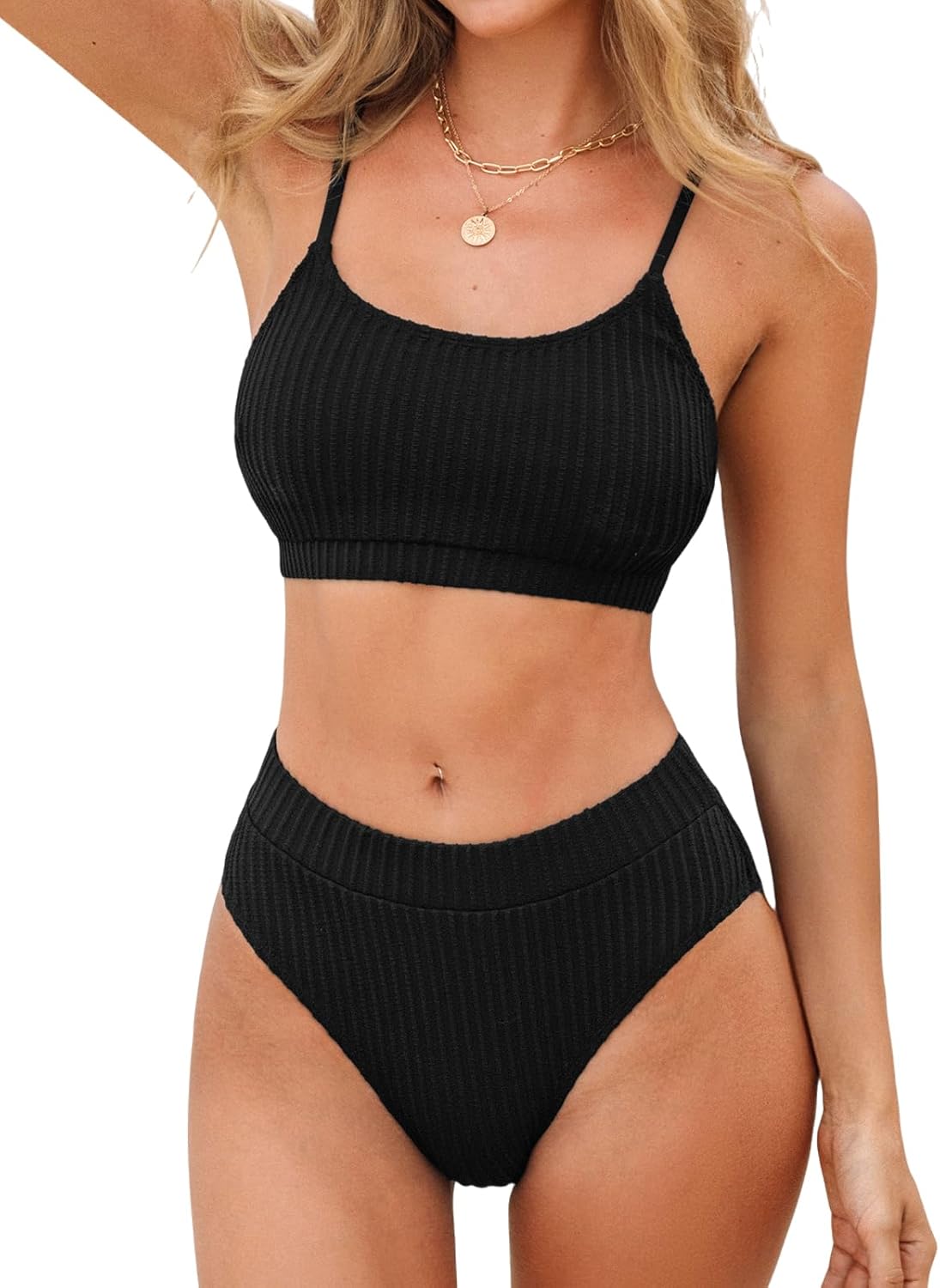 CUPSHE Women's High Waisted Bikini Set for Flattering Beach Style