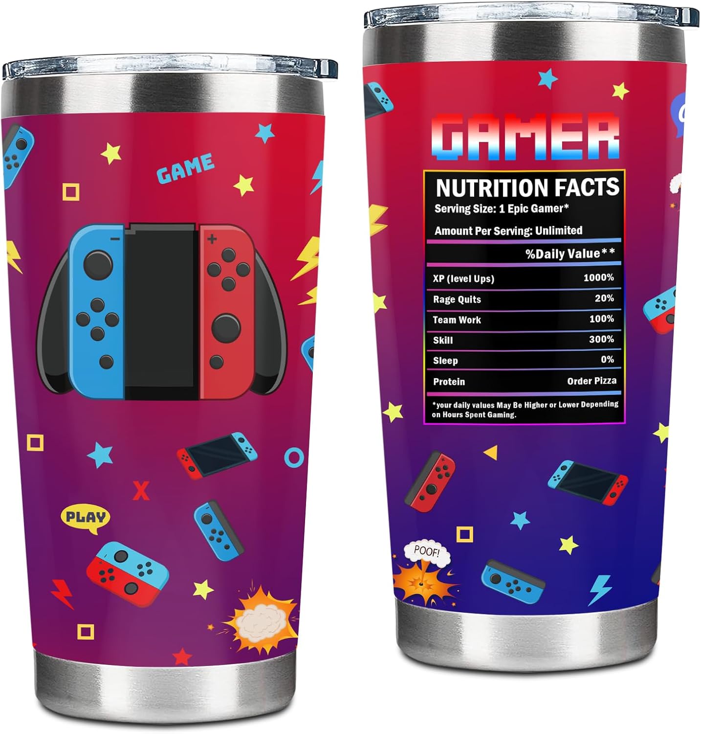 Game On: 20oz Stainless Steel Gaming Tumbler
