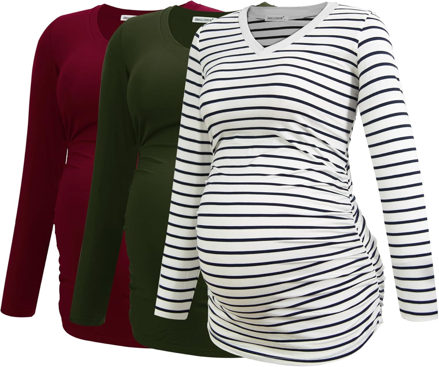 Smallshow Women's V-Neck Maternity Shirt for Comfortable Wear