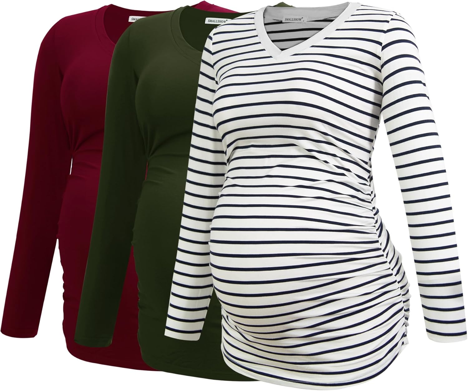 Smallshow Women's V-Neck Maternity Shirt for Comfortable Wear