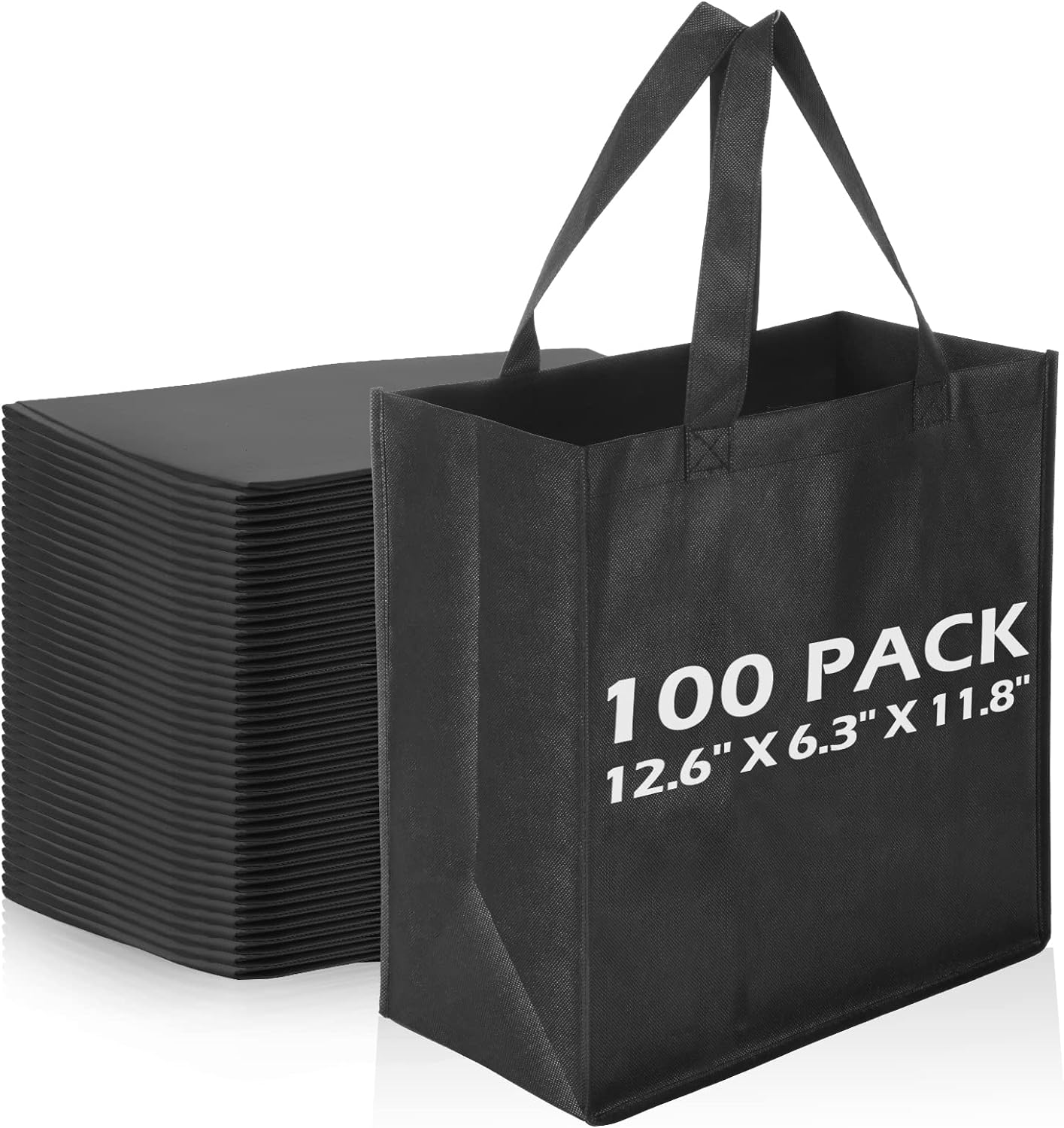 Reginary Reusable Tote Bags - 100 Pcs Non Woven Grocery Bags