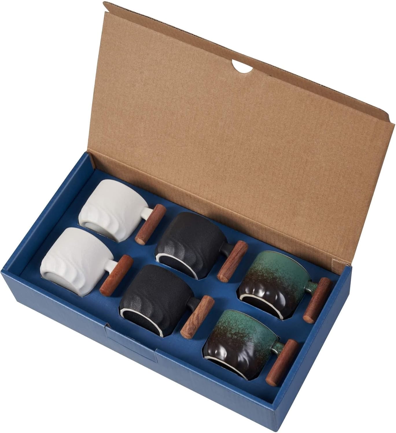 Ceramic Espresso Cups with Wooden Handle for Coffee Lovers
