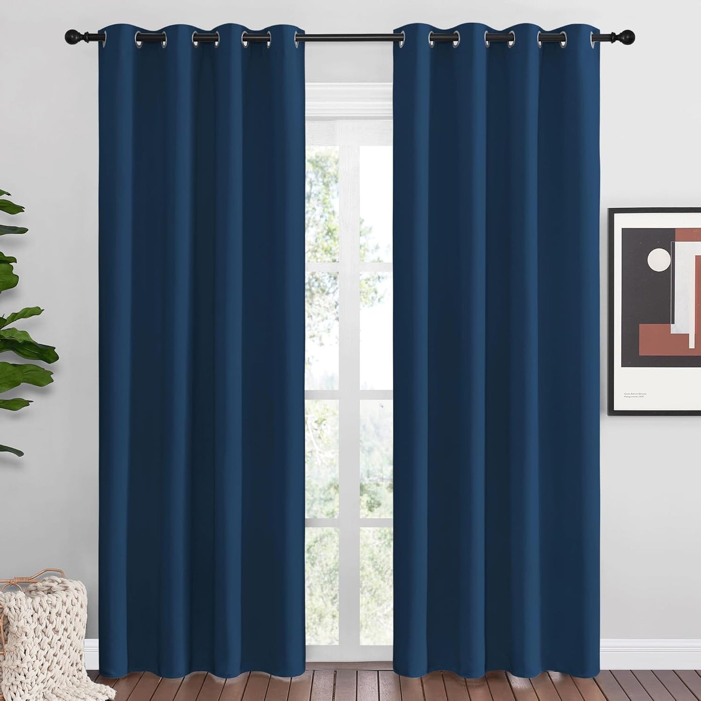 NICETOWN Moroccan Blue Blackout Curtains for Modern Decor