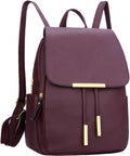 Leather Backpack Purse for Women A-Wine - Compact Travel Daypack