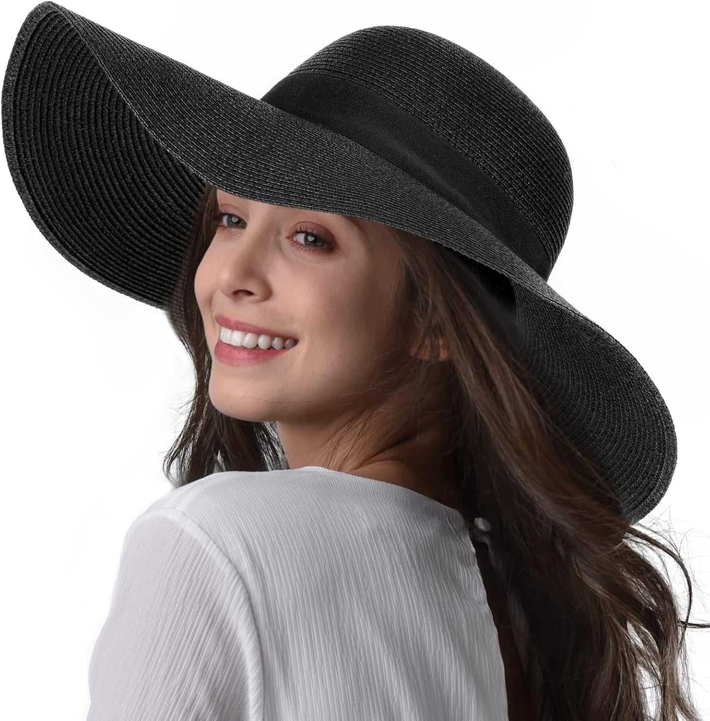 FURTALK Womens Sun Straw Hat Wide Brim UPF 80 for Summer Fun
