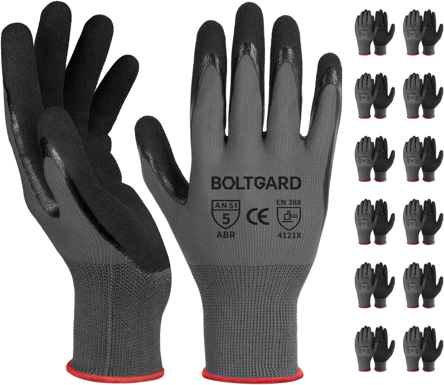 Work Gloves for Mechanics and Construction with Nitrile Grip