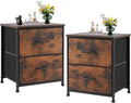 Sweetcrispy Nightstand Set of 2 with 2 Fabric Drawers - Compact