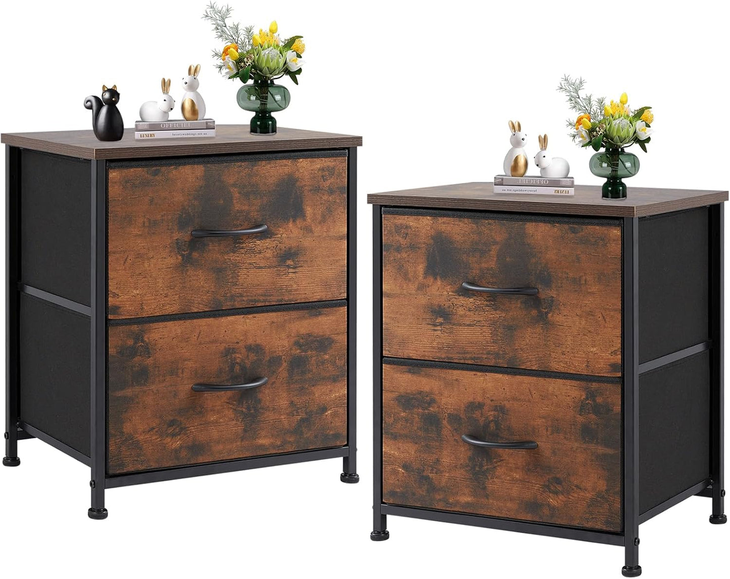 Sweetcrispy Nightstand Set of 2 with Storage Drawers for Bedroom