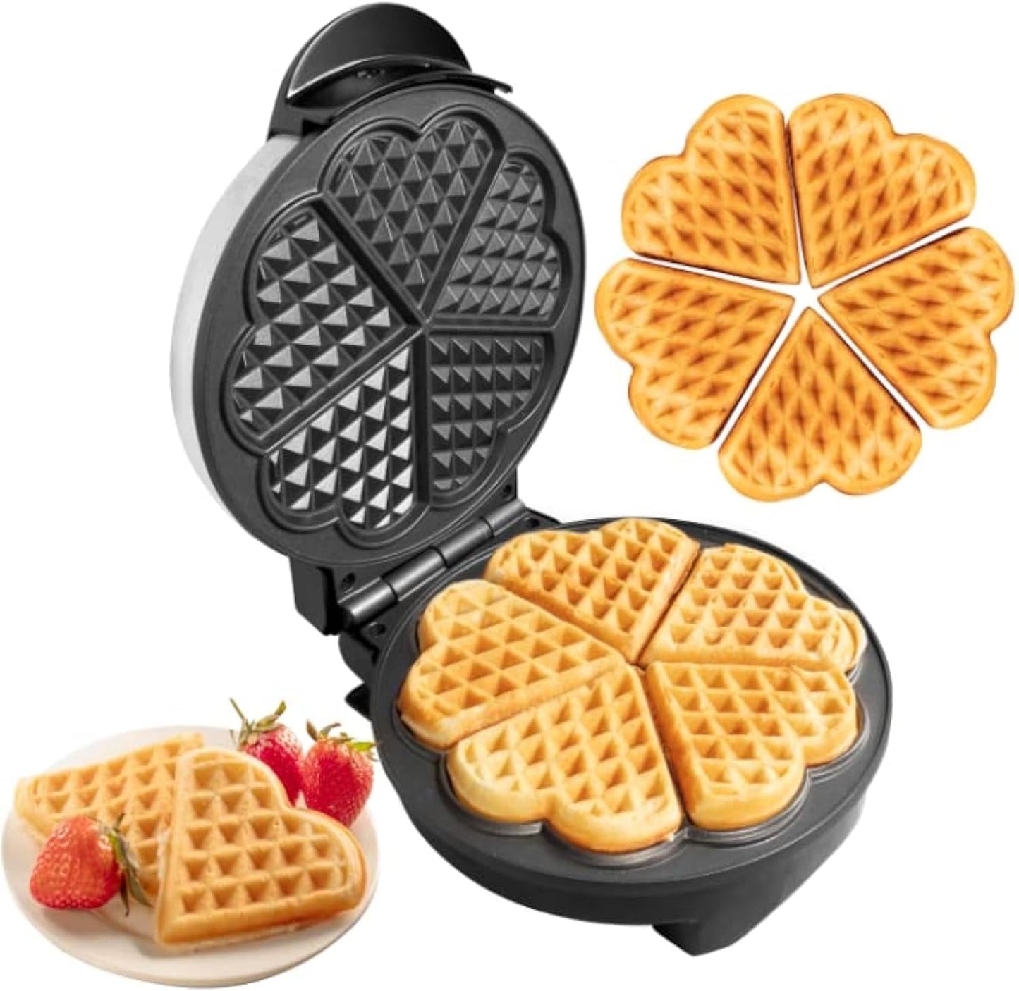CucinaPro Heart Waffle Maker - 5 Heart Waffles in One Go!