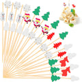 Handmade Christmas Cocktail Picks - Festive Santa Claus & Snowman Designs - 140 Pcs