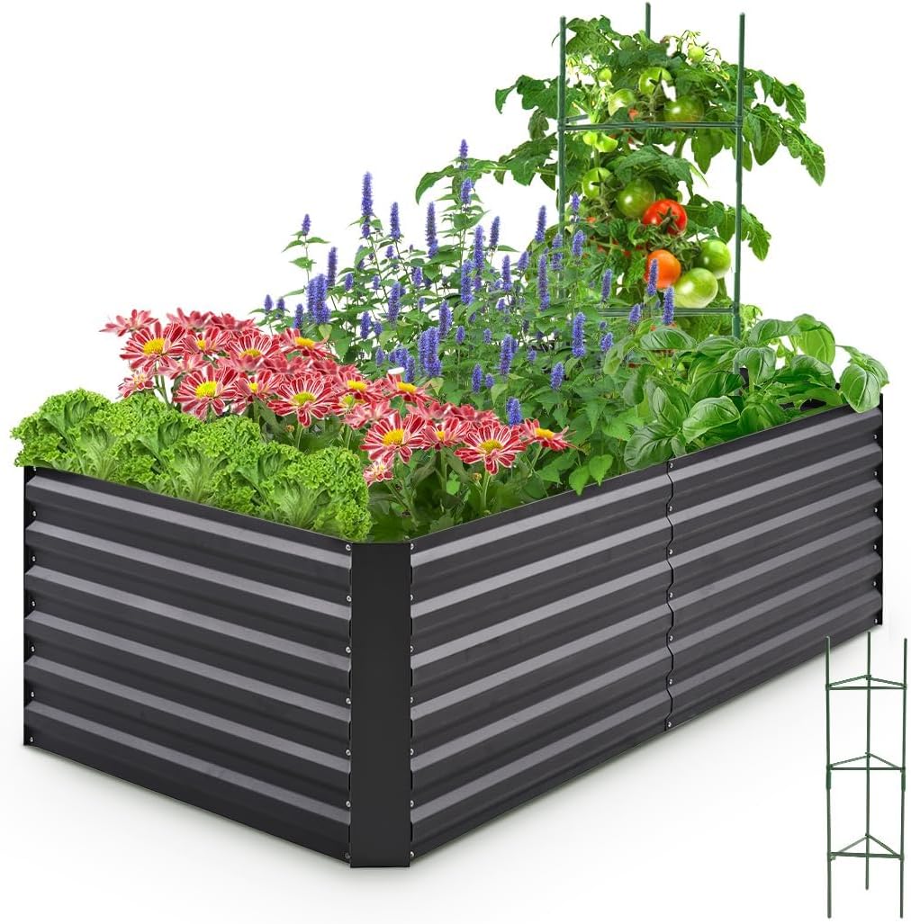 Quictent Galvanized Raised Garden Bed for Deep-Root Vegetables