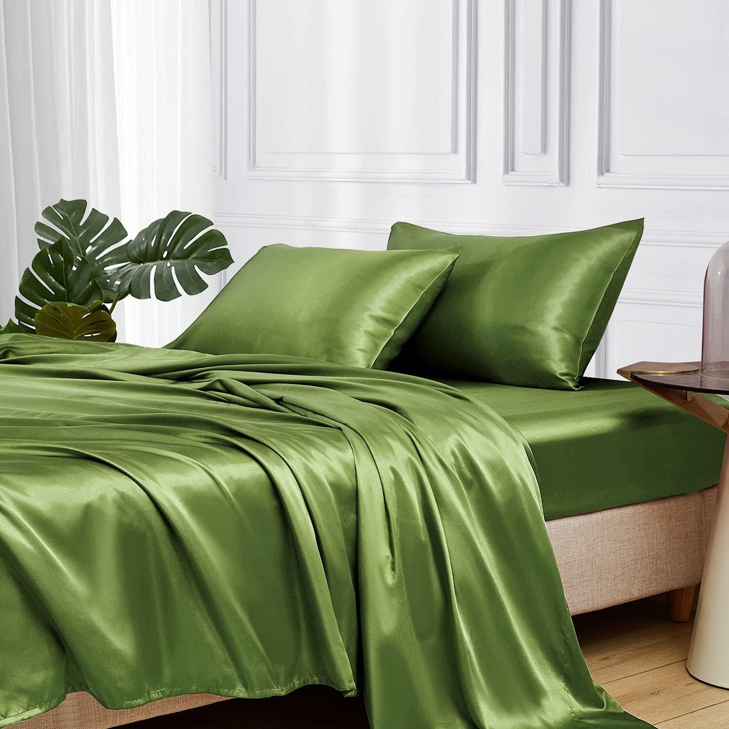 MR&HM King Size Satin Bed Sheets Set for Luxurious Comfort
