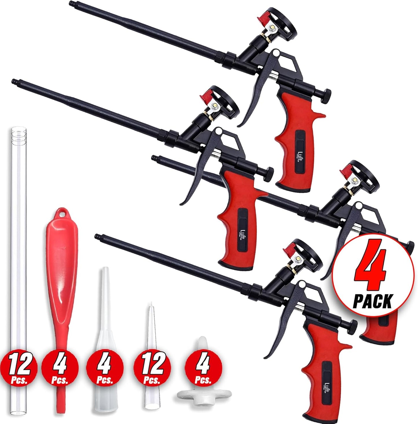 Luft Professional Expanding Spray Foam Gun 4 Pack for Insulation