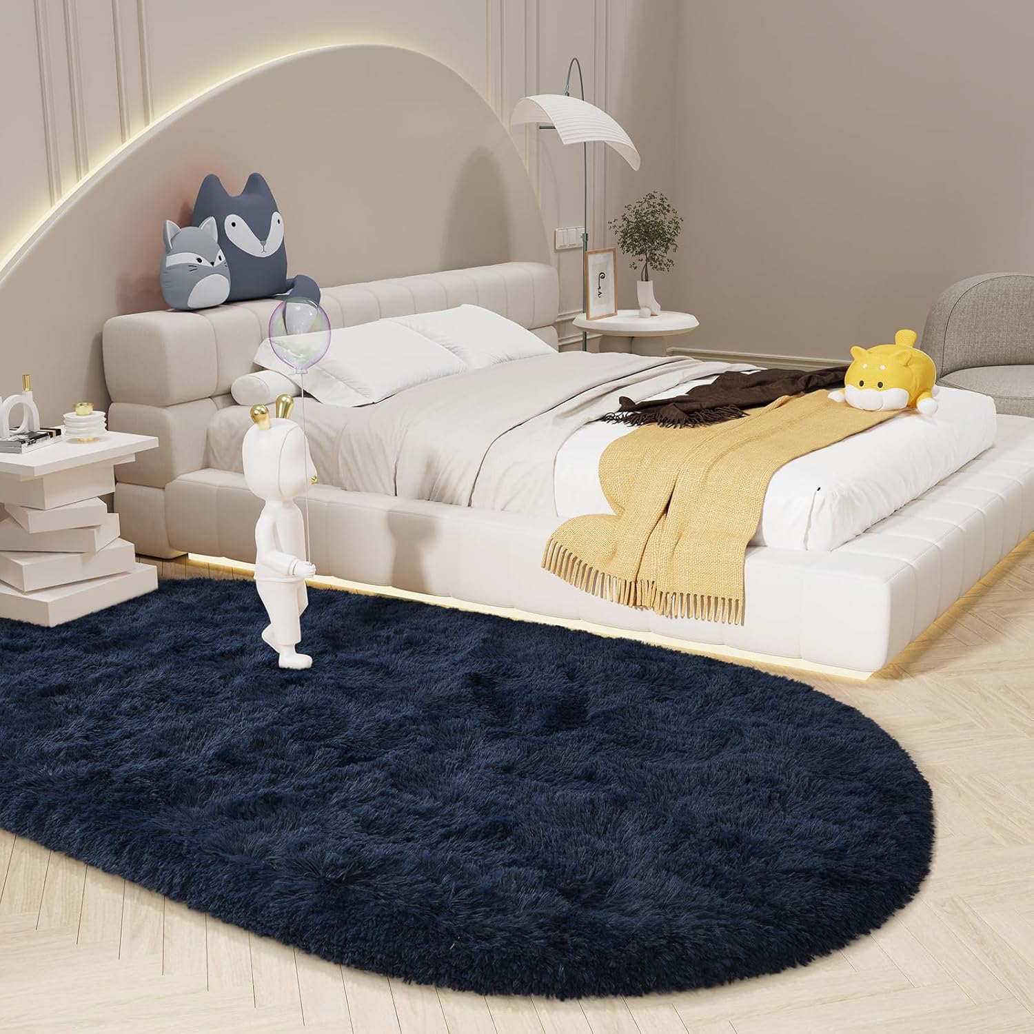 LOCHAS Soft Oval Bedroom Rug 2.6ft x 5.3ft for Cozy Decor