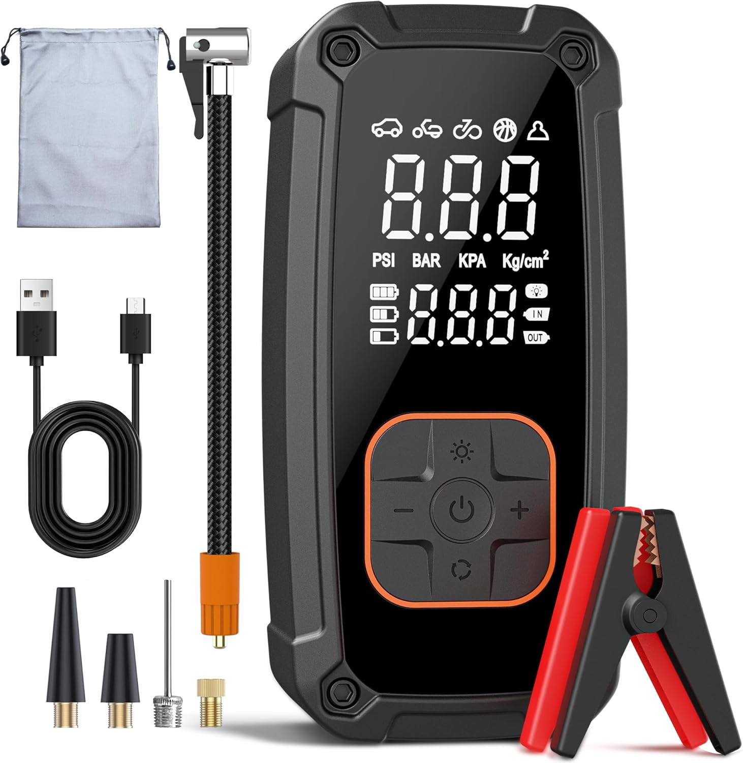 Portable Tire Inflator & Jump Starter Combo - 150PSI Power!