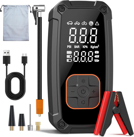 Portable Tire Inflator & Jump Starter Combo - 150PSI Power!