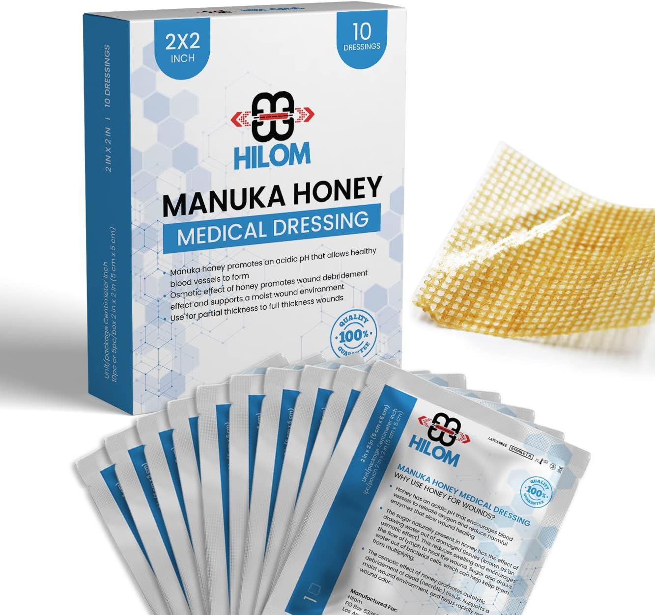 Hilom Medical Grade Manuka Honey Gauze Dressing for Wound Care