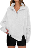 Oversized Button Up Henley Sweatshirt - Casual Cozy Fall Top