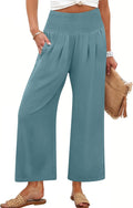 Womens Wide Leg High Waisted Palazzo Pants - Flowy Summer Comfort Fit