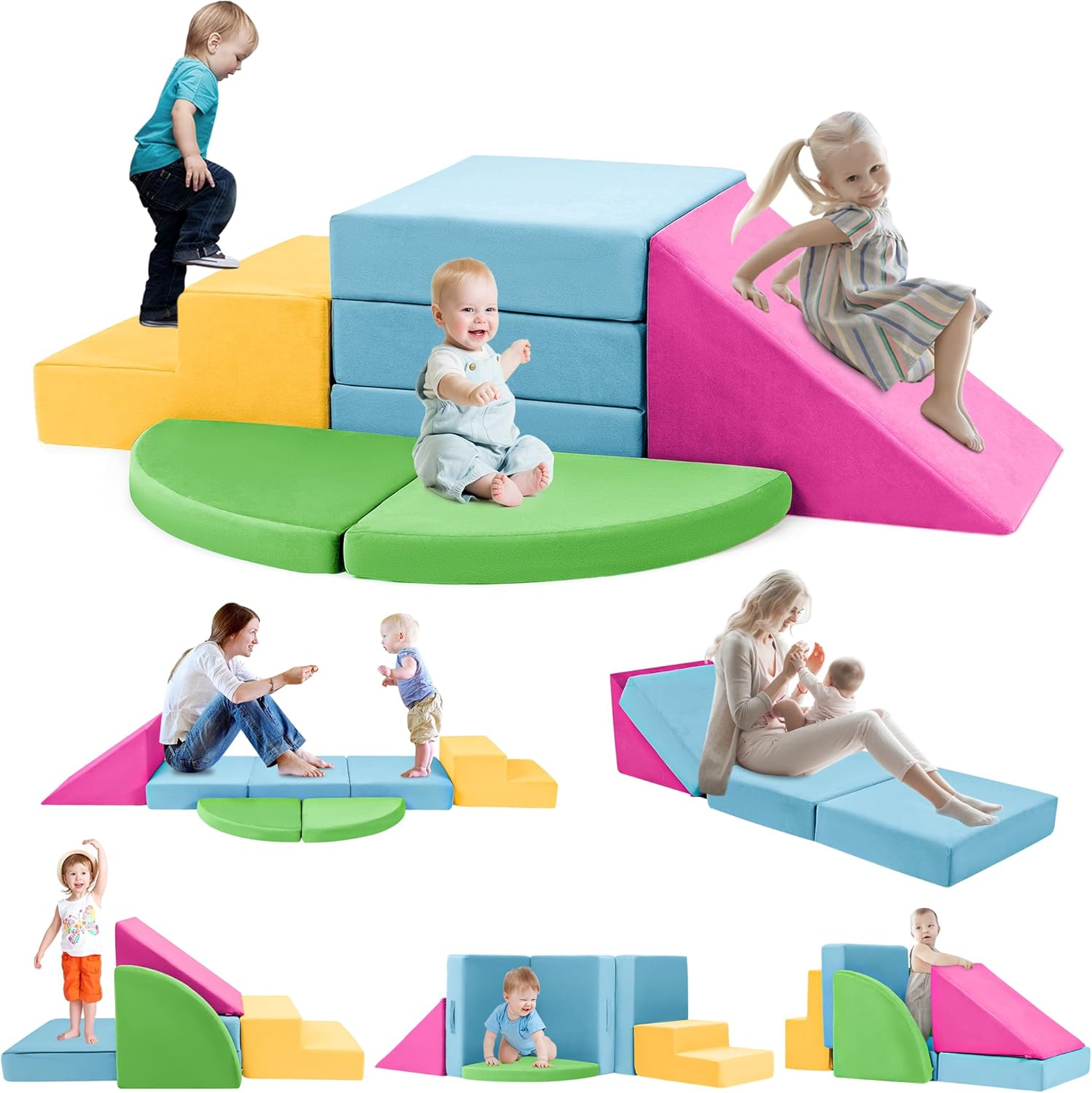 5pcs Foam Climbing Blocks for Toddlers - Safe Indoor Play Set