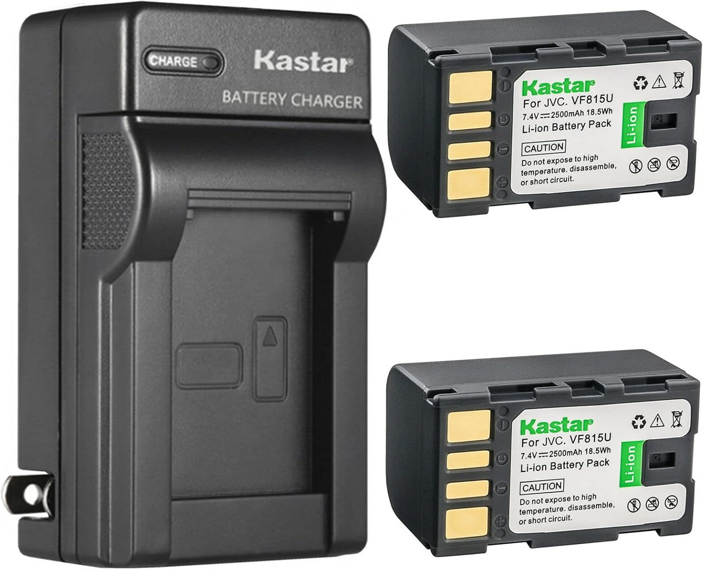 Kastar 2-Pack Battery and AC Wall Charger for JVC Camcorders