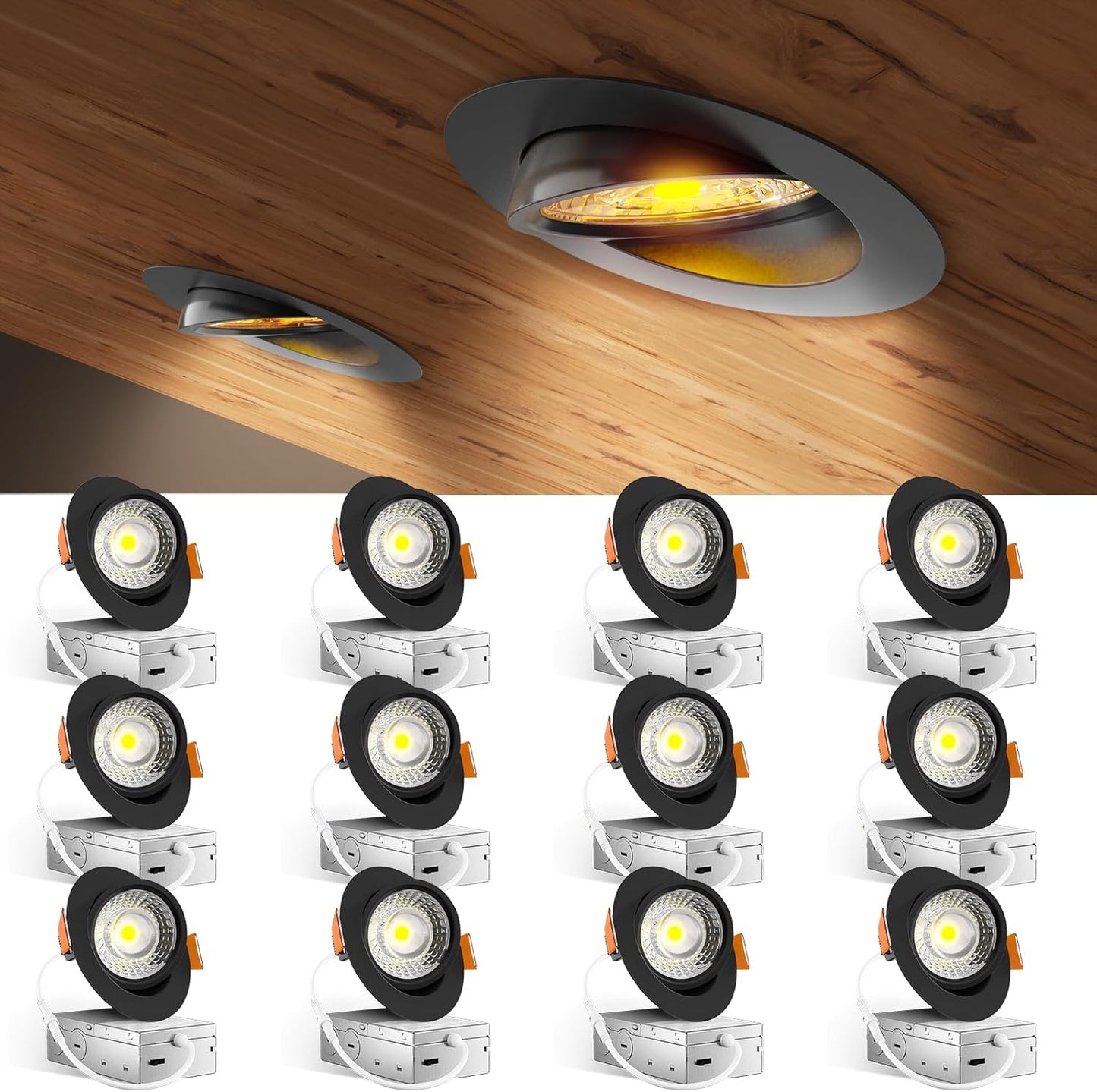 Amico 12 Pack 4 Inch Gimbal LED Recessed Lighting for Home