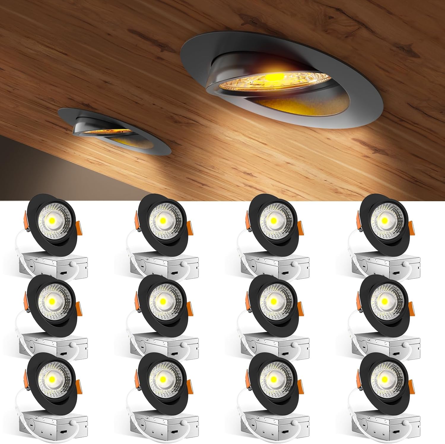 Amico 12 Pack 4 Inch Gimbal LED Recessed Lighting for Home