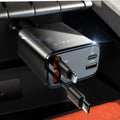 LISEN Retractable Car Charger 4-in-1 - Compact Fast Charging