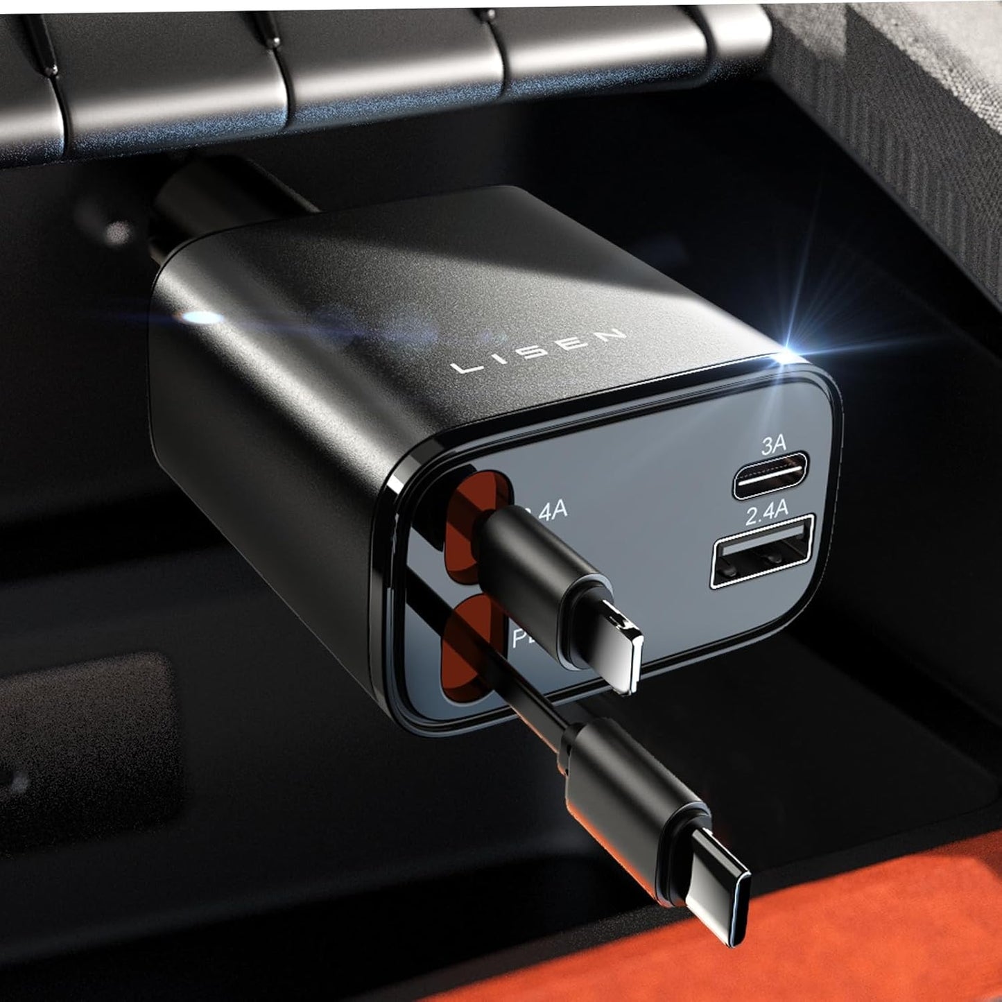 LISEN Retractable Car Charger for iPhone 17 Pro Max and More