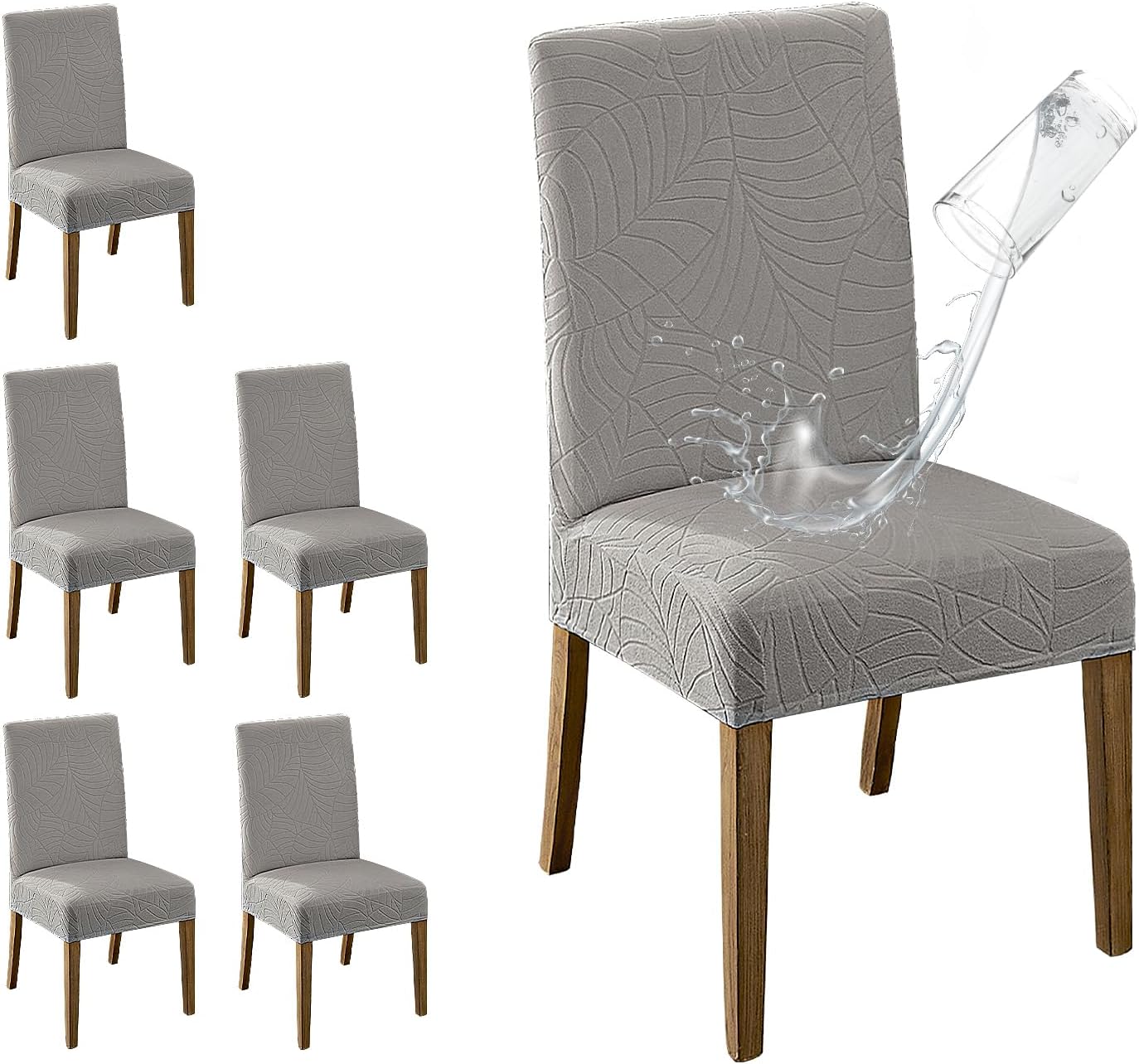 100% Waterproof Dining Room Chair Covers Set of 6 for Protection