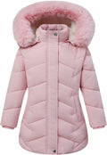 Girls Winter Down Coat with Detachable Fur Hood - Warm, Windproof Fit